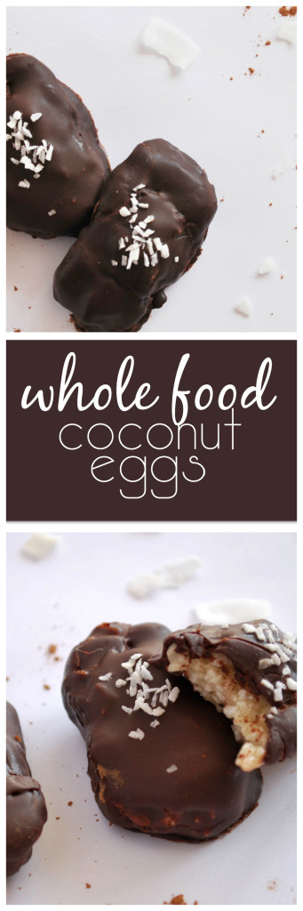 Whole Food Coconut Eggs: A healthier, gluten free, and paleo take on the classic Easter treat! || fooduzzi.com