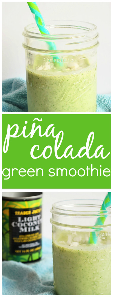 Piña Colada Green Smoothie: Taste the tropics with this nutritious and delicious gluten free & vegan smoothie! It's summer in a glass! || fooduzzi.com