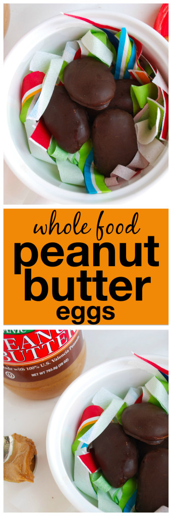 Whole Food Peanut Butter Eggs: Gluten free, refined sugar-free and vegan, these Whole Food Peanut Butter Eggs are a healthy play on the classic Easter treat! || fooduzzi.com