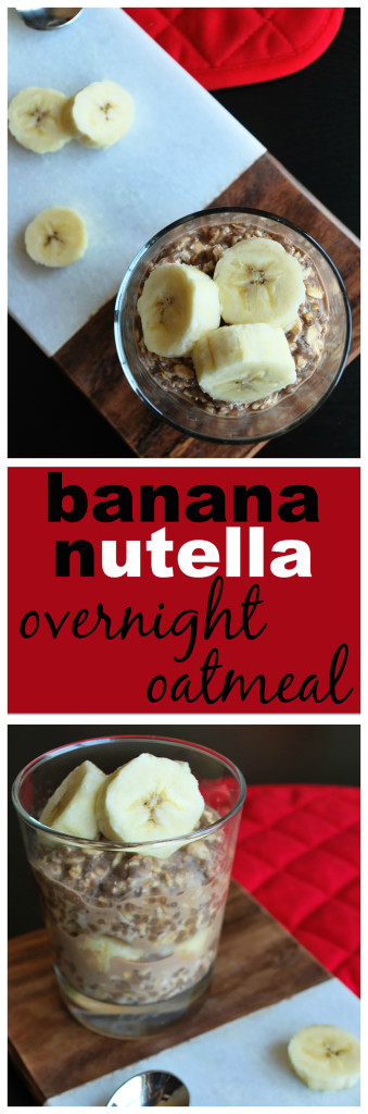 Banana Nutella Overnight Oatmeal: A gluten free and vegan breakfast fit for your busy on-the-go-mornings! || fooduzzi.com