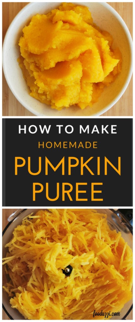 How to Make Homemade Pumpkin Puree: it's easy to make your own pumpkin puree! You'll be amazed with how much more flavor your version has over the canned variety! || fooduzzi.com recipes