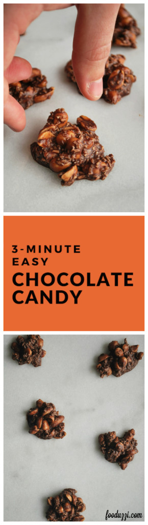 3-Minute Easy Chocolate Candy: a healthy, gluten free, and vegan chocolate treat perfect for Halloween! || fooduzzi.com recipes