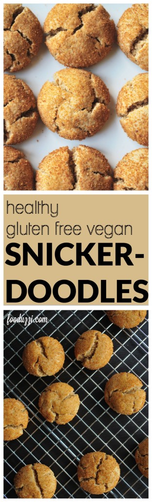 Healthy Gluten Free Vegan Snickerdoodles: make this classic Christmas cookie recipe a new tradition in your house! They're gluten free, vegan, dairy free, and refined sugar-free! || fooduzzi.com recipes