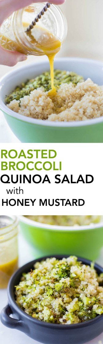 Roasted Broccoli Quinoa Salad with Honey Mustard Dressing - Fooduzzi