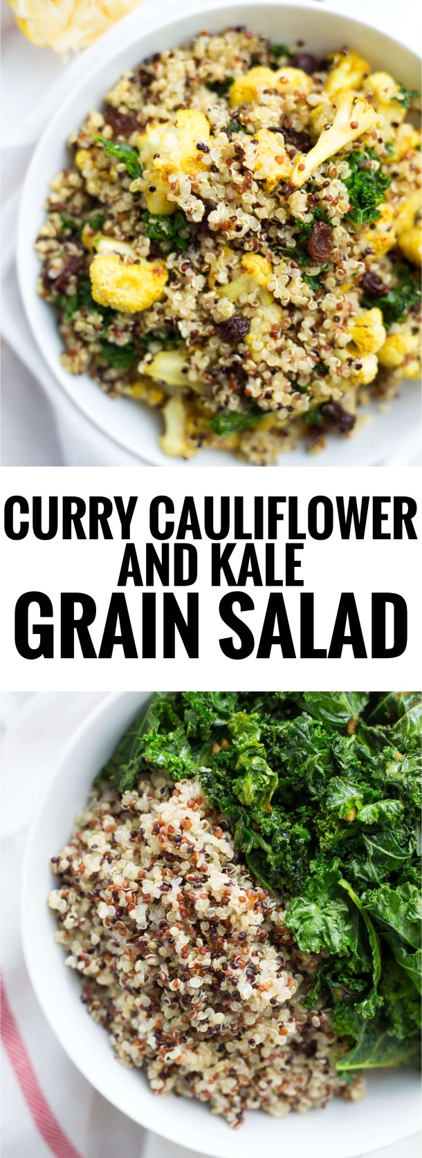 Curry Cauliflower and Kale Grain Salad - Fooduzzi