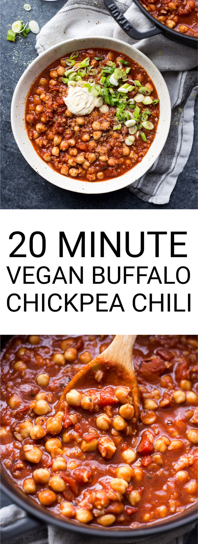 20 Minute Vegan Buffalo Chickpea Chili - Fooduzzi