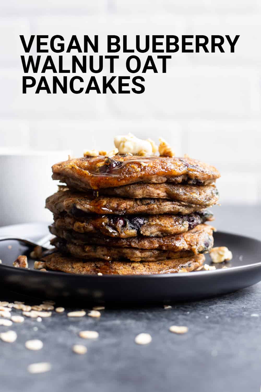 Vegan Blueberry Walnut Oat Pancakes - Fooduzzi