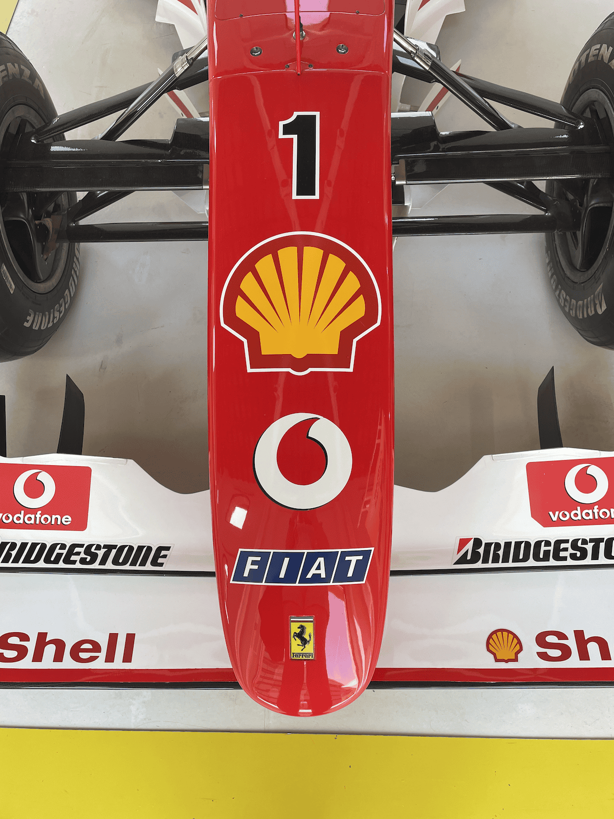the nose of a Ferrari F1 car
