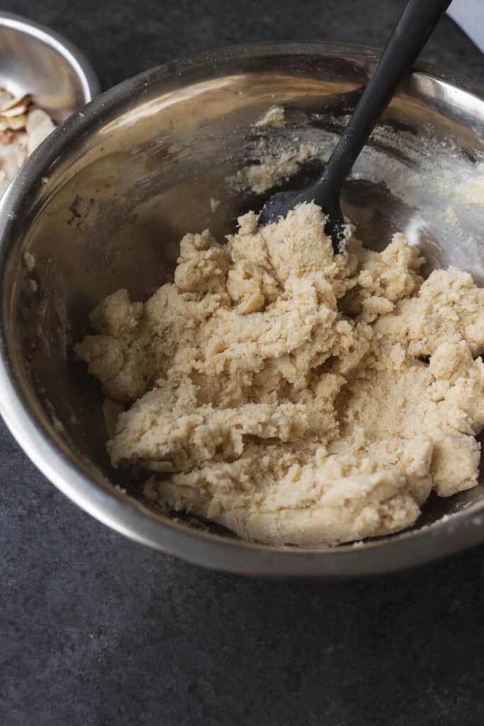 sugar cookie dough in a stainless steel bowl